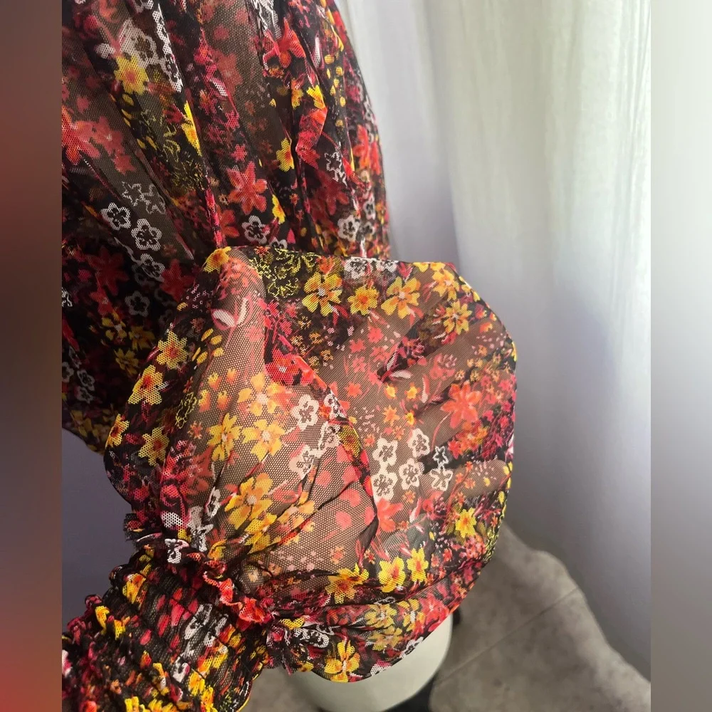 FREE PEOPLE
Twyla Smocked Floral Mesh Top - Picture 9 of 14